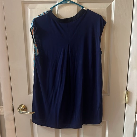 Blue and Orange Sleeveless Blouse - Picture 4 of 4